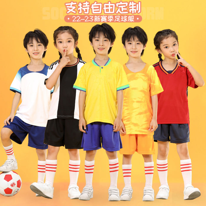 Summer Yellow Kindergarten Chinese Team Men&#039;s Outdoor Training Sports Jersey No. 10 Children&#039;s Football Suit Set Female