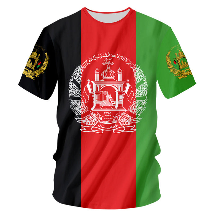 Afghan Flag Series 3D Printing T-shirt Flexible Craft Top Source Manufacturer