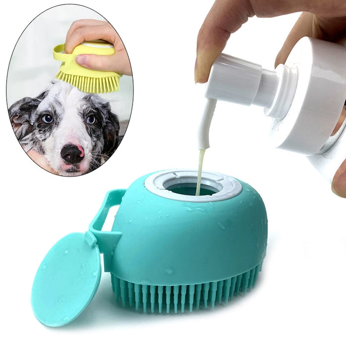 Puppy Big Dog Cat Bath Massage Gloves Brush Soft Safety Silicone