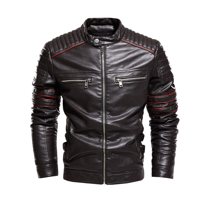 Men Motorcycle Suit And Fleece Leather Jacket