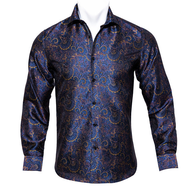 Männer Herbst Langarm Casual Blumen Shirts Für Männer Designer Fit Kleid Hemd BCY-05