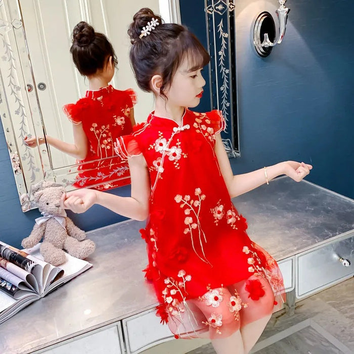 Girls' New Summer Dresses In The Big Children's Cheongsam