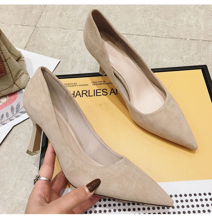 Stiletto Pointed Toe Spring Suede Pumps