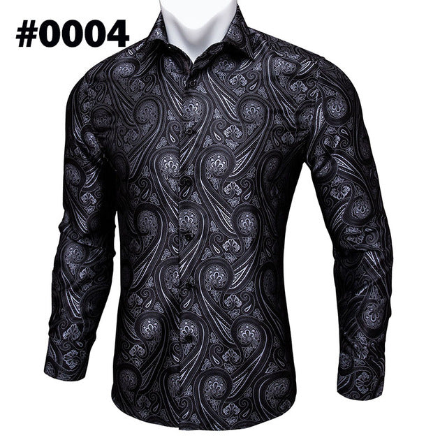 Männer Herbst Langarm Casual Blumen Shirts Für Männer Designer Fit Kleid Hemd BCY-05