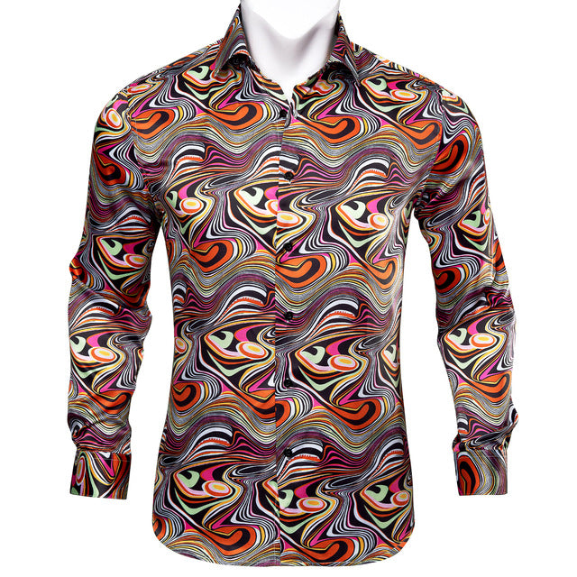 Männer Herbst Langarm Casual Blumen Shirts Für Männer Designer Fit Kleid Hemd BCY-05