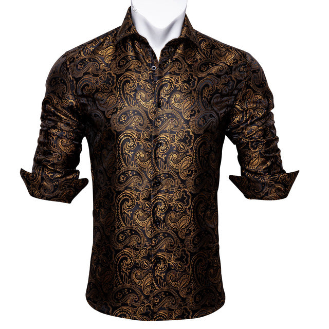 Männer Herbst Langarm Casual Blumen Shirts Für Männer Designer Fit Kleid Hemd BCY-05