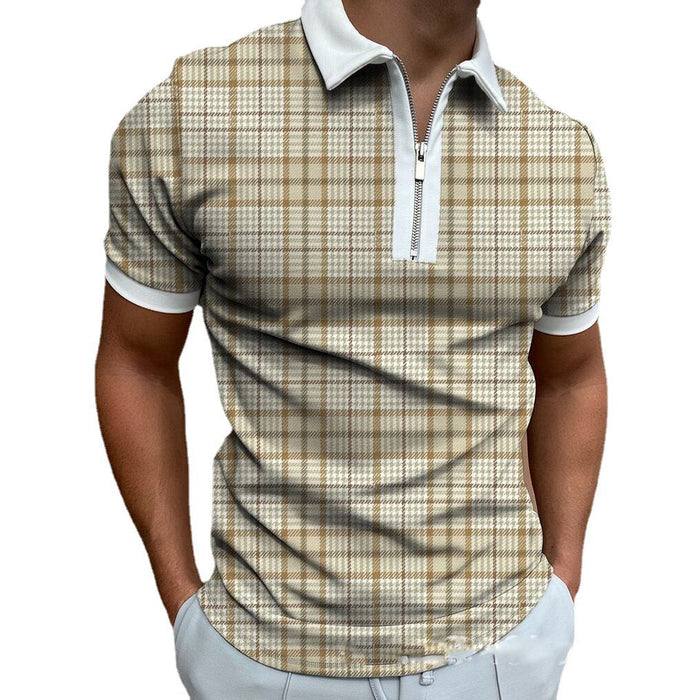 POLO Poloshirt Zipper Check Herren-T-Shirt