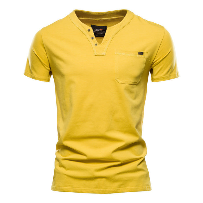 Sports T-shirt Slim Cotton Pocket Men