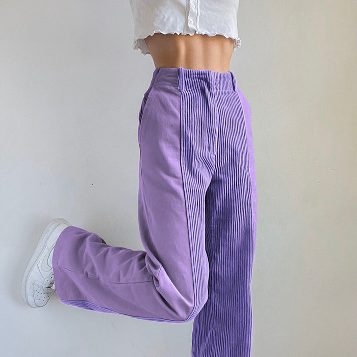 Women's Straight Leg Pants Loose Colorblock Casual Pants