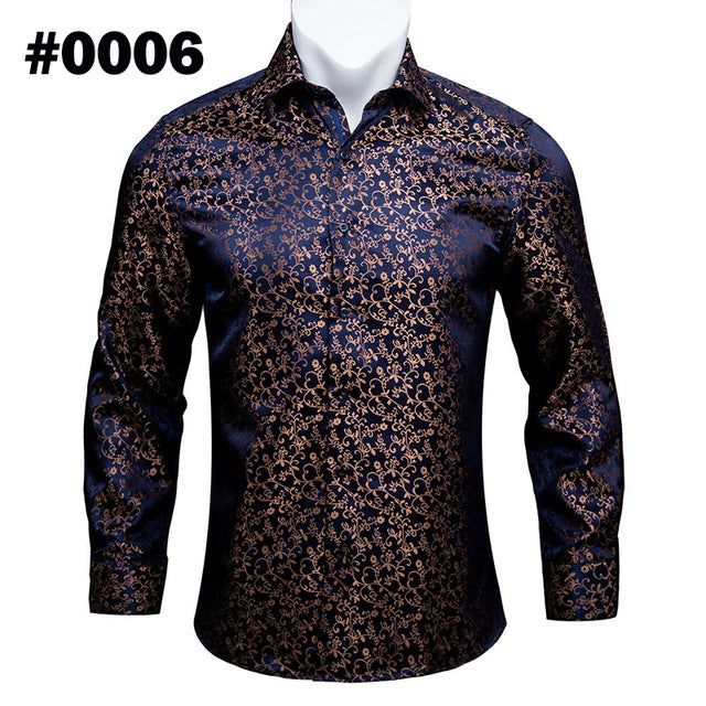 Männer Herbst Langarm Casual Blumen Shirts Für Männer Designer Fit Kleid Hemd BCY-05