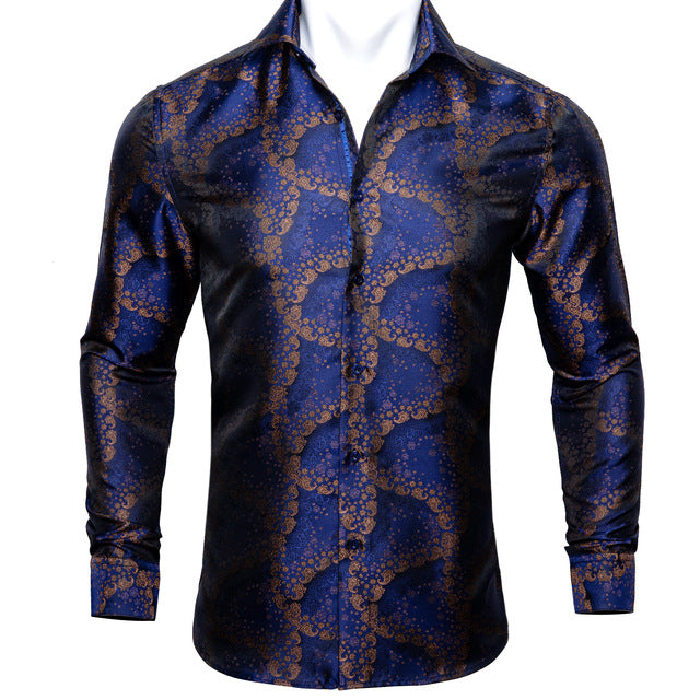 Männer Herbst Langarm Casual Blumen Shirts Für Männer Designer Fit Kleid Hemd BCY-05