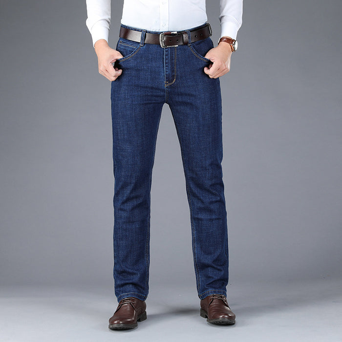 Autumn And Winter Thick Business Straight-leg Men's Jeans