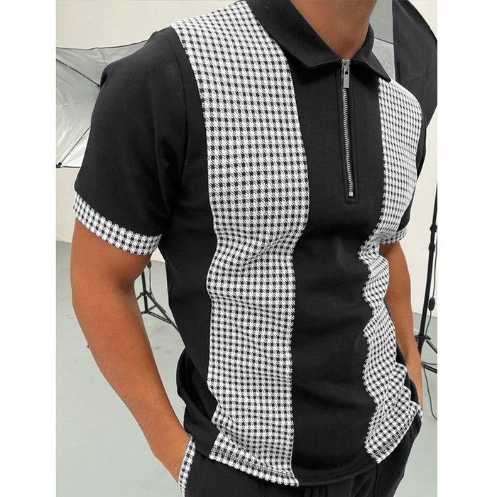 POLO Poloshirt Zipper Check Herren-T-Shirt