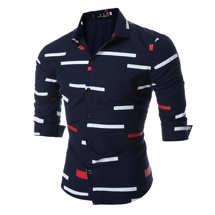 Spring Men's Geometric Printed Shirt Trendy Men Shirt Coat