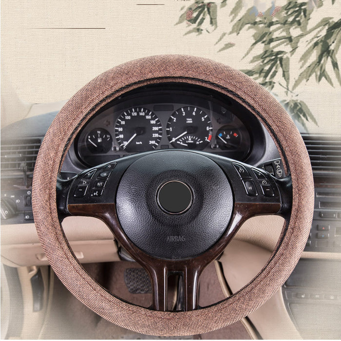 All White Circle Fabric Car Steering Wheel Cover