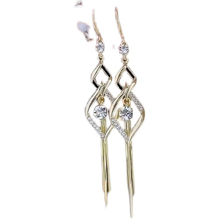 Double Diamond Tassel Temperament Earrings