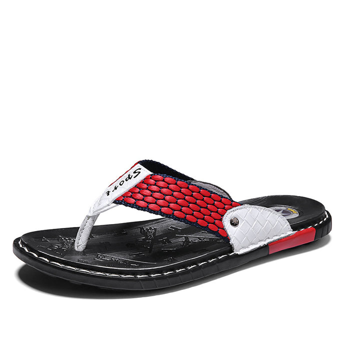 Leder rutschfeste Hausschuhe Herren Outdoor Flip Flops Sandalen