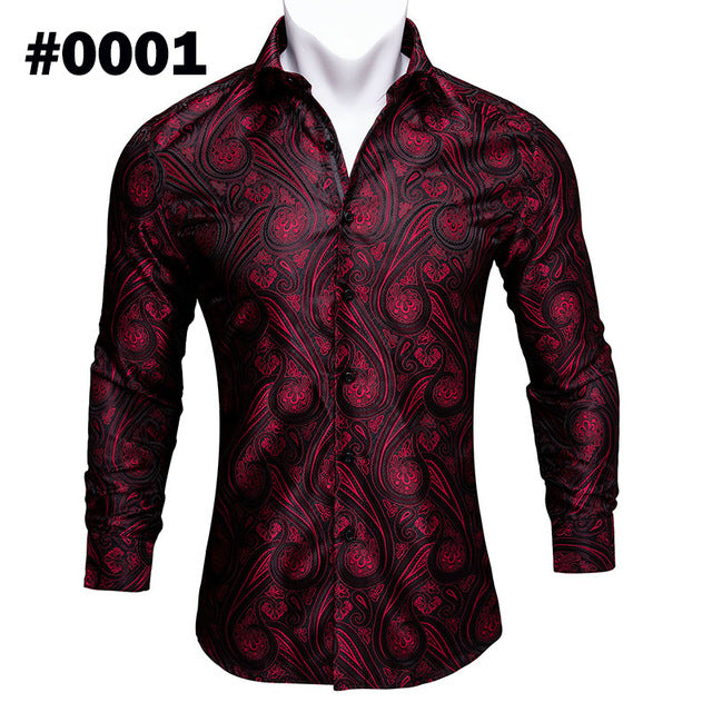 Männer Herbst Langarm Casual Blumen Shirts Für Männer Designer Fit Kleid Hemd BCY-05