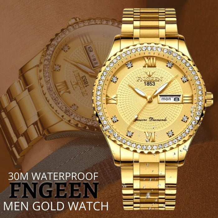 Classic Gold Men Quartz Watch Relojes De Hombre Stainless Steel Business Watches