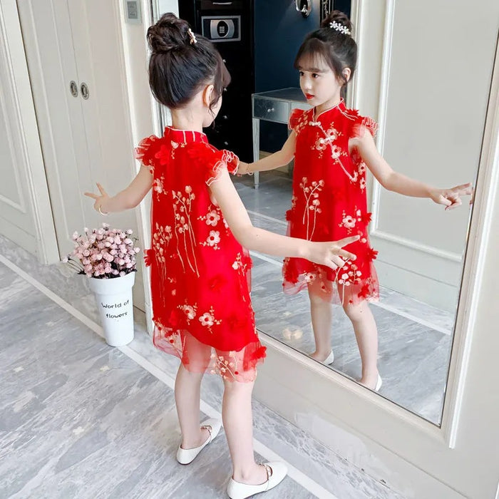 Girls' New Summer Dresses In The Big Children's Cheongsam