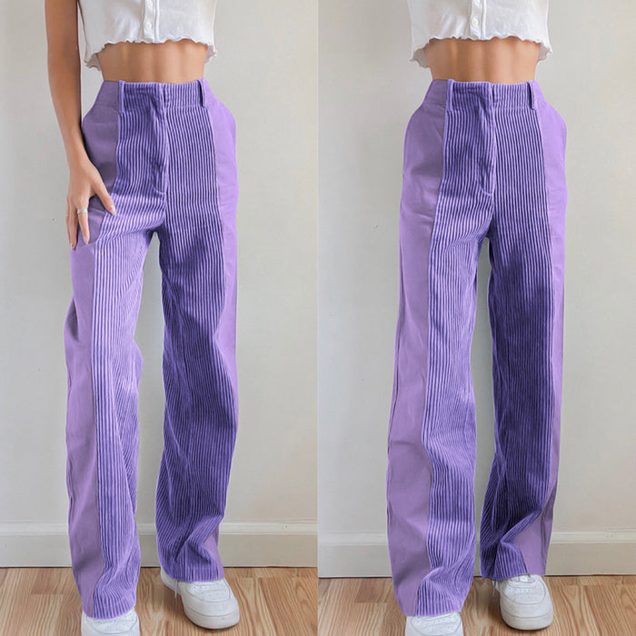 Women's Straight Leg Pants Loose Colorblock Casual Pants