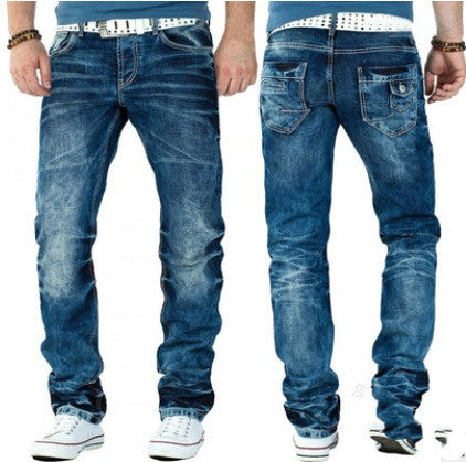 Jeans Casual Open-line Hip-hop Trousers Straight-leg Men's Trousers