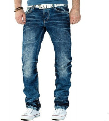 Jeans Casual Open-line Hip-hop Trousers Straight-leg Men's Trousers