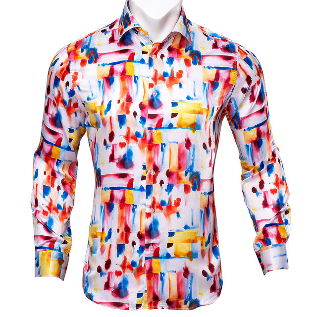 Men Autumn Long Sleeve Casual Flower Shirts For Men Designer Fit Dress Shirt BCY-05